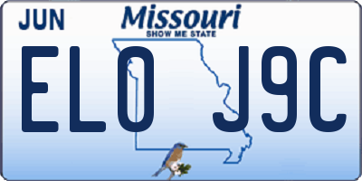 MO license plate EL0J9C