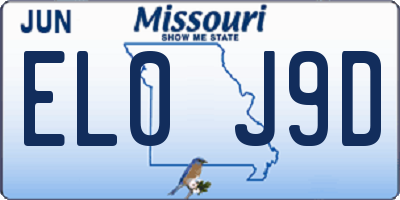 MO license plate EL0J9D
