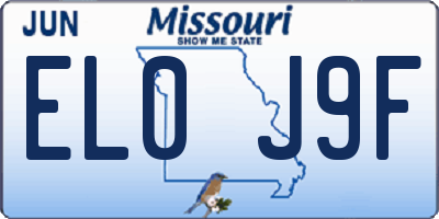 MO license plate EL0J9F
