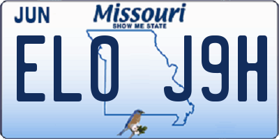 MO license plate EL0J9H