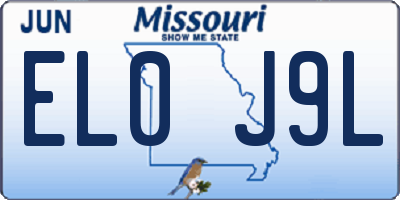 MO license plate EL0J9L