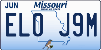 MO license plate EL0J9M
