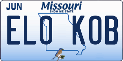 MO license plate EL0K0B