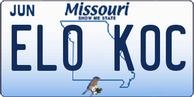 MO license plate EL0K0C