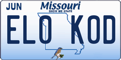 MO license plate EL0K0D