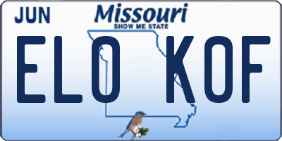 MO license plate EL0K0F