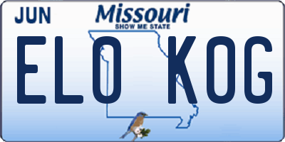 MO license plate EL0K0G