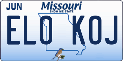 MO license plate EL0K0J