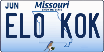 MO license plate EL0K0K