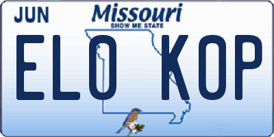 MO license plate EL0K0P