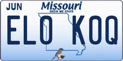 MO license plate EL0K0Q