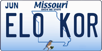 MO license plate EL0K0R
