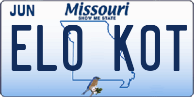 MO license plate EL0K0T