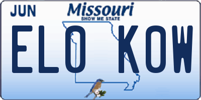 MO license plate EL0K0W