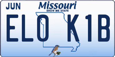 MO license plate EL0K1B