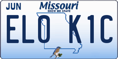 MO license plate EL0K1C