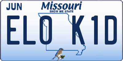 MO license plate EL0K1D