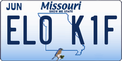 MO license plate EL0K1F