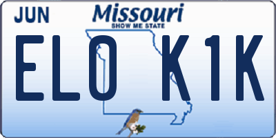MO license plate EL0K1K
