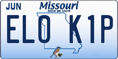 MO license plate EL0K1P