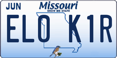 MO license plate EL0K1R