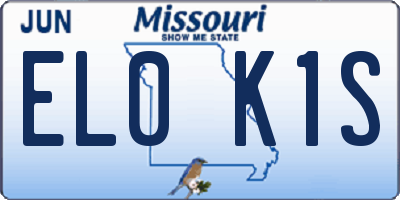 MO license plate EL0K1S