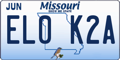 MO license plate EL0K2A