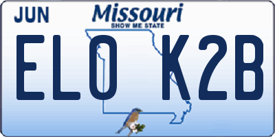 MO license plate EL0K2B