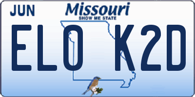 MO license plate EL0K2D