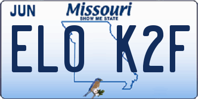 MO license plate EL0K2F