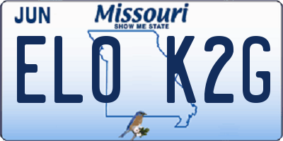 MO license plate EL0K2G