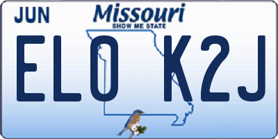 MO license plate EL0K2J
