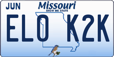 MO license plate EL0K2K