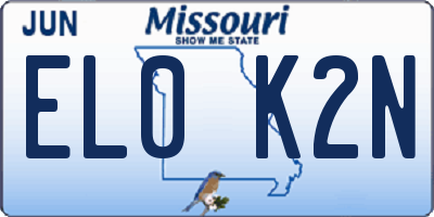 MO license plate EL0K2N