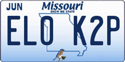 MO license plate EL0K2P