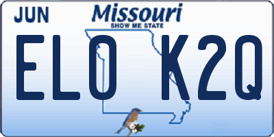 MO license plate EL0K2Q