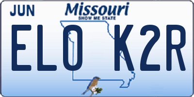 MO license plate EL0K2R