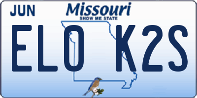 MO license plate EL0K2S