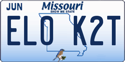 MO license plate EL0K2T