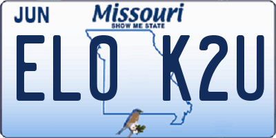MO license plate EL0K2U