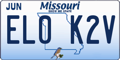 MO license plate EL0K2V