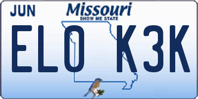 MO license plate EL0K3K
