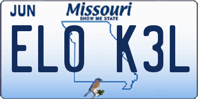 MO license plate EL0K3L