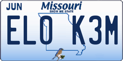 MO license plate EL0K3M