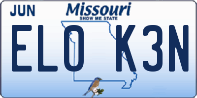 MO license plate EL0K3N