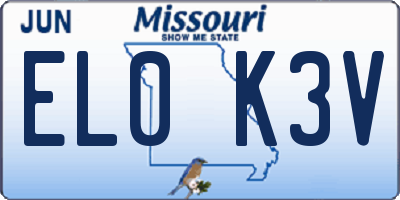 MO license plate EL0K3V