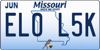 MO license plate EL0L5K