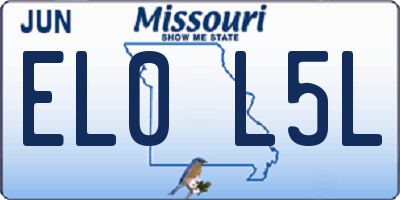 MO license plate EL0L5L