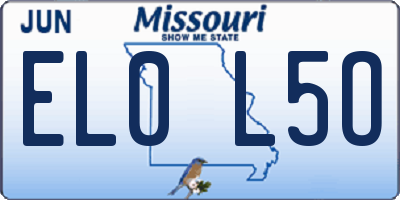 MO license plate EL0L5O