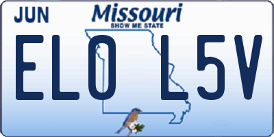 MO license plate EL0L5V